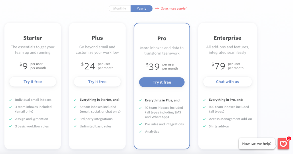 Front Pricing Page