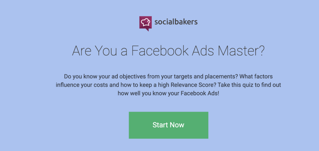 Quiz by Socialbakers on Facebook Ads